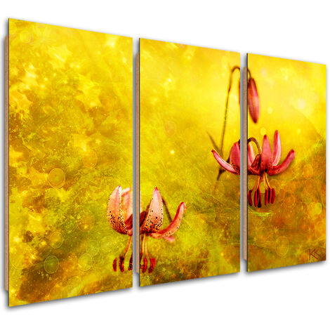 Quadro deco panel 3 paneli, Fiori tuli appassiti - 60x40