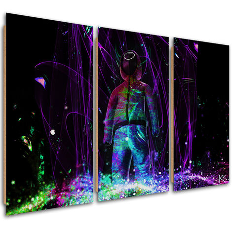 Quadro deco panel 3 paneli, Giocatore al neon - 120x80