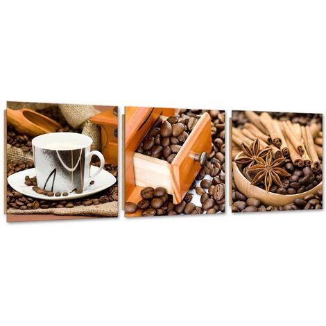Quadro deco panel 3 parti, Caffà¨ e cannella - 150x50
