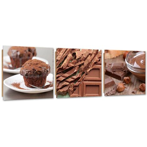 Quadro deco panel 3 parti, Cioccolato dolce - 90x30