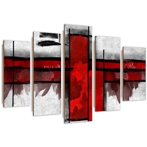 Quadro deco panel 5 parti, Accento rosso - 150x100