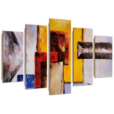 Quadro deco panel 5 parti, Blocco giallo - 200x100