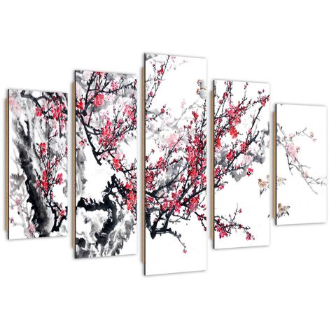 Quadro deco panel 5 parti, Ciliegio giapponese - 100x70