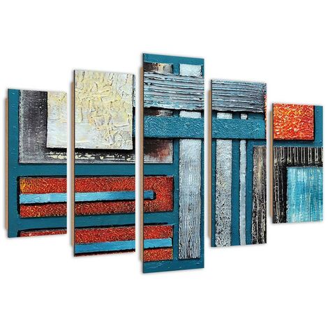 Quadro deco panel 5 parti, Composizione con blu - 100x70
