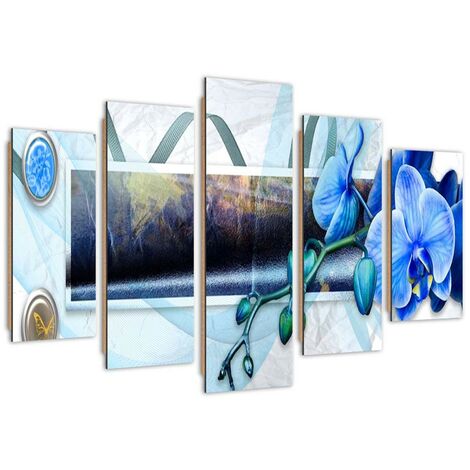 Quadro deco panel 5 parti, Composizione di orchidee - 200x100