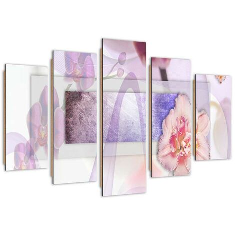 Quadro deco panel 5 parti, Composizione floreale - 150x100