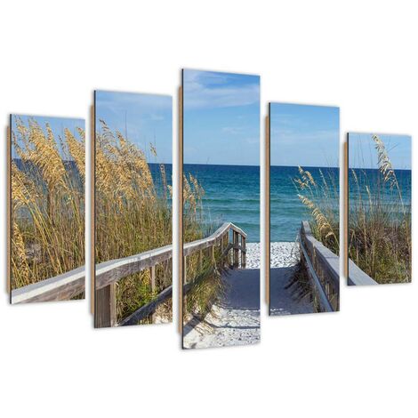Quadro deco panel 5 parti, Discesa alla spiaggia - 100x70