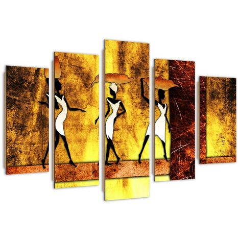 Quadro deco panel 5 parti, Donne africane - 100x70
