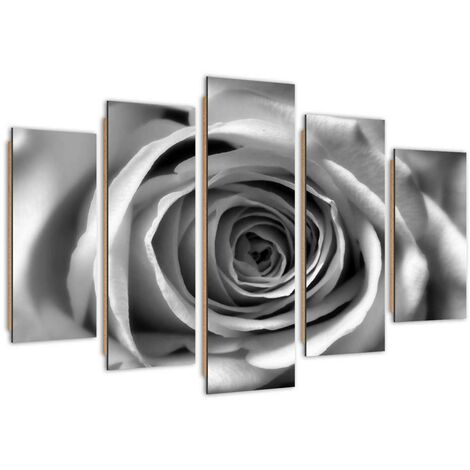 Quadro deco panel 5 parti, Fiore di rosa - 200x100