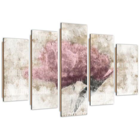 Quadro deco panel 5 parti, Fiore pastello - 200x100