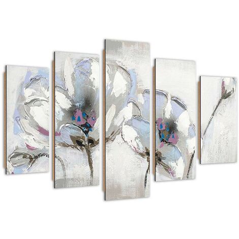 Quadro deco panel 5 parti, Fiori dipinti - 100x70