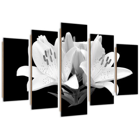 Quadro deco panel 5 parti, Gigli bianchi - 100x70