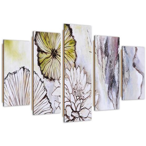 Quadro deco panel 5 parti, I fiori - 150x100