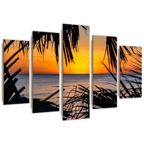 Quadro deco panel 5 parti, Il mare al tramonto - 200x100