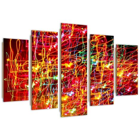 Quadro deco panel 5 parti, Luci della città  - 100x70