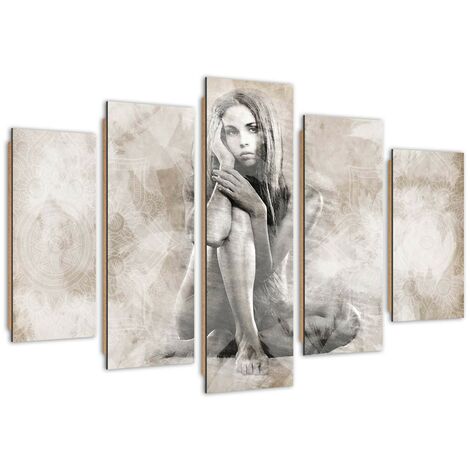 Quadro deco panel 5 parti, Nudo - 100x70
