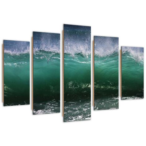 Quadro deco panel 5 parti, Onda tempestosa - 200x100