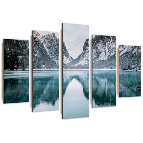 Quadro deco panel 5 parti, Paesaggio montuoso - 100x70