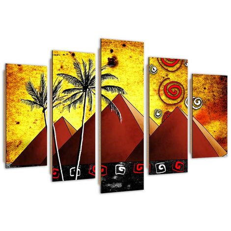 Quadro deco panel 5 parti, Piramidi egizie - 150x100