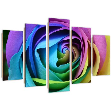 Quadro deco panel 5 parti, Rosa colorata - 200x100