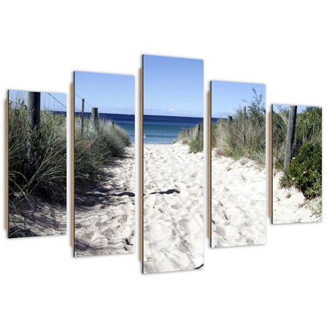 Quadro deco panel 5 parti, Sentiero tra le dune - 100x70