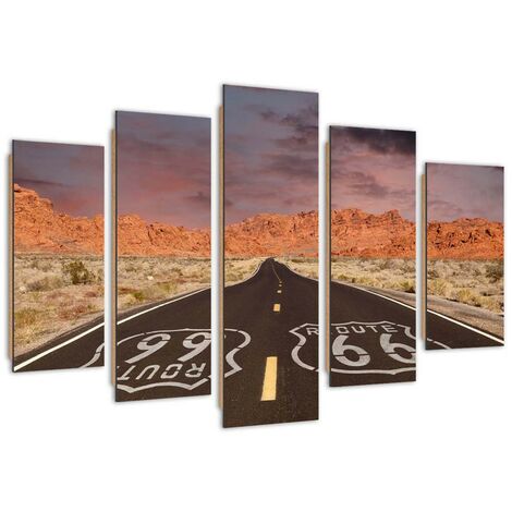 Quadro deco panel 5 parti, Strada Route 66 - 100x70