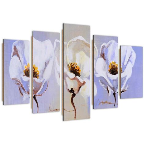 Quadro deco panel 5 parti, Tre fiori - 200x100