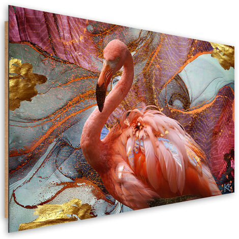 Quadro deco panel, Abstrazione del fenicottero rosa - 90x60