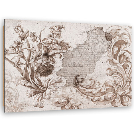 Quadro deco panel, Affresco vegetale su intonaco che cade - 60x40
