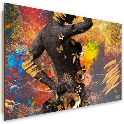 Quadro deco panel, African Woman Flowers Abstraction - 90x60