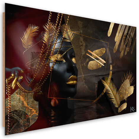 Quadro deco panel, African Woman Gold Abstraction - 100x70