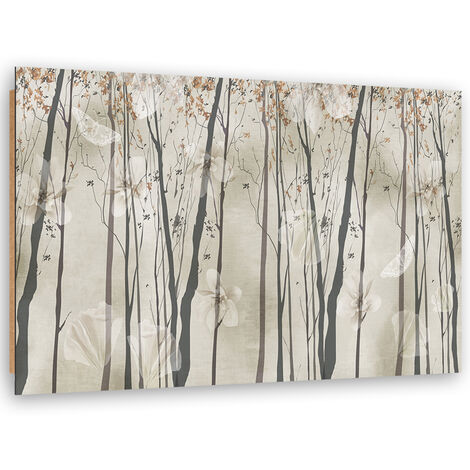 Quadro deco panel, Alberi fiori e farfalle - 60x40