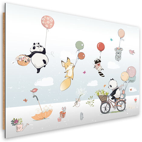 Quadro deco panel, Animali a palloncini colorati - 120x80