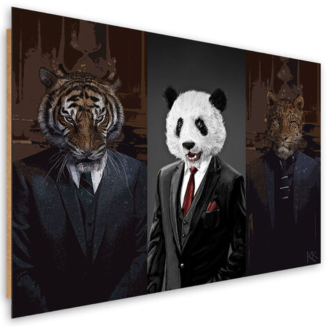Quadro deco panel, Animali in giacca e cravatta - 60x40