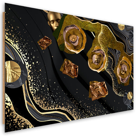 Quadro deco panel, Asstrazione di volti dorati - 60x40