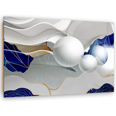 Quadro deco panel, Astrazione blu con palline 3D - 100x70