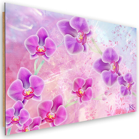 Quadro deco panel, Astrazione dei fiori di orchidea - 90x60