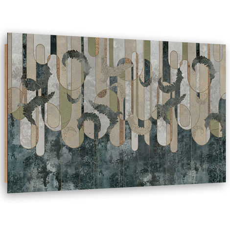 Quadro deco panel, Astrazione delle piante nei colori della terra - 100x70