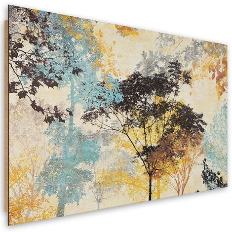 Quadro deco panel, Astrazione di alberi colorati - 120x80