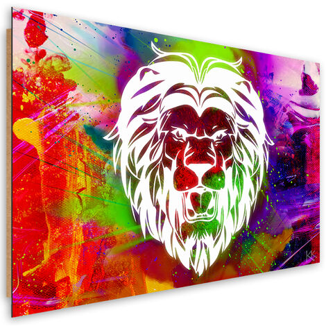 Quadro deco panel, Astrazione di leone colorato - 100x70