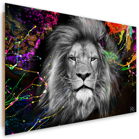 Quadro deco panel, Astrazione di leone colorato - 60x40