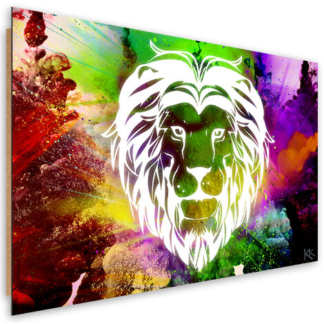 Quadro deco panel, Astrazione di leone colorato - 90x60
