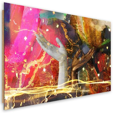 Quadro deco panel, Astrazione di mani colorate - 120x80