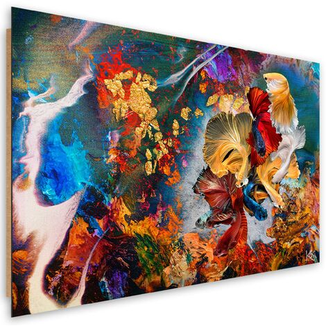 Quadro deco panel, Astrazione di pesce colorata - 90x60
