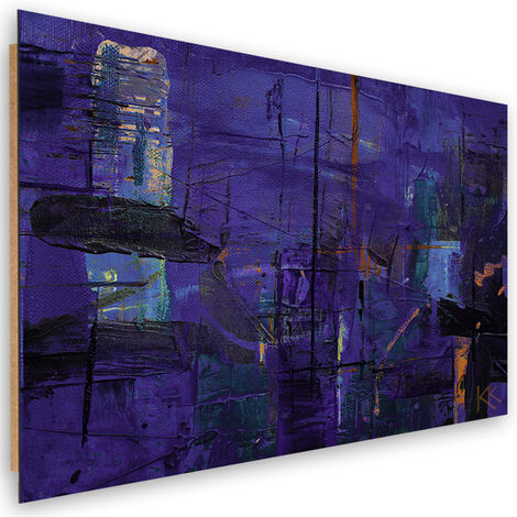 Quadro deco panel, Astrazione dipinta a mano viola - 120x80