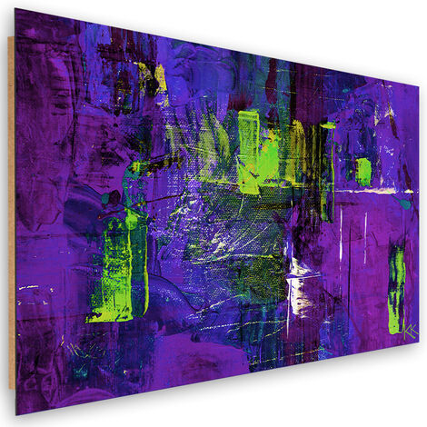 Quadro deco panel, Astrazione dipinta a mano viola - 60x40