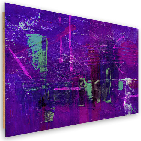 Quadro deco panel, Astrazione dipinta a mano viola - 90x60