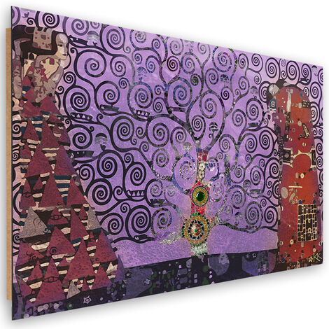 Quadro deco panel, Astrazione viola dell'albero della vita - 100x70