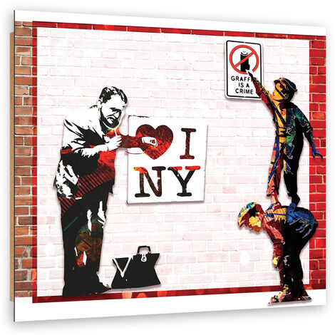 Quadro deco panel, Banksy and Love New York - 50x50