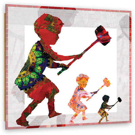 Quadro deco panel, Banksy Boy con un martello - 50x50